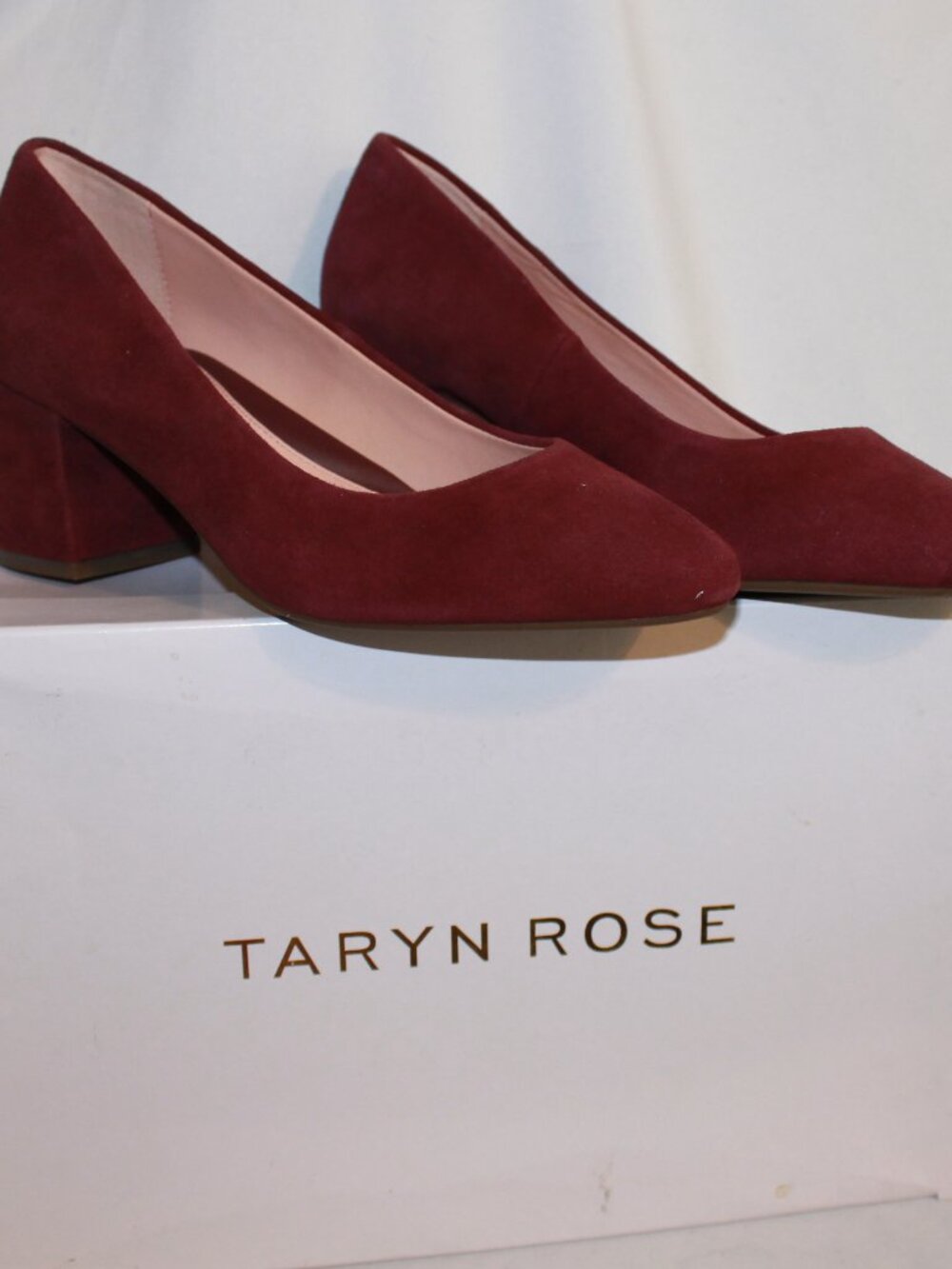 Taryn Rose Women's Rochelle Wine Suede Block Heel Pump - Size 7